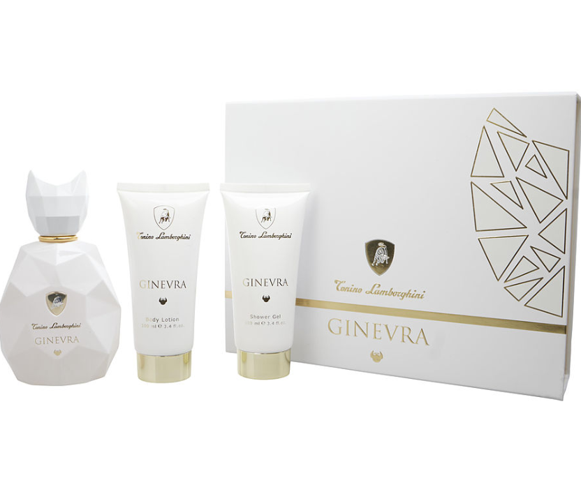 Tonino Lamborghini Ginevra White Gift Set for Women (3.4 oz + 3.4 oz Body Lotion + 3.4 oz Shower Gel)